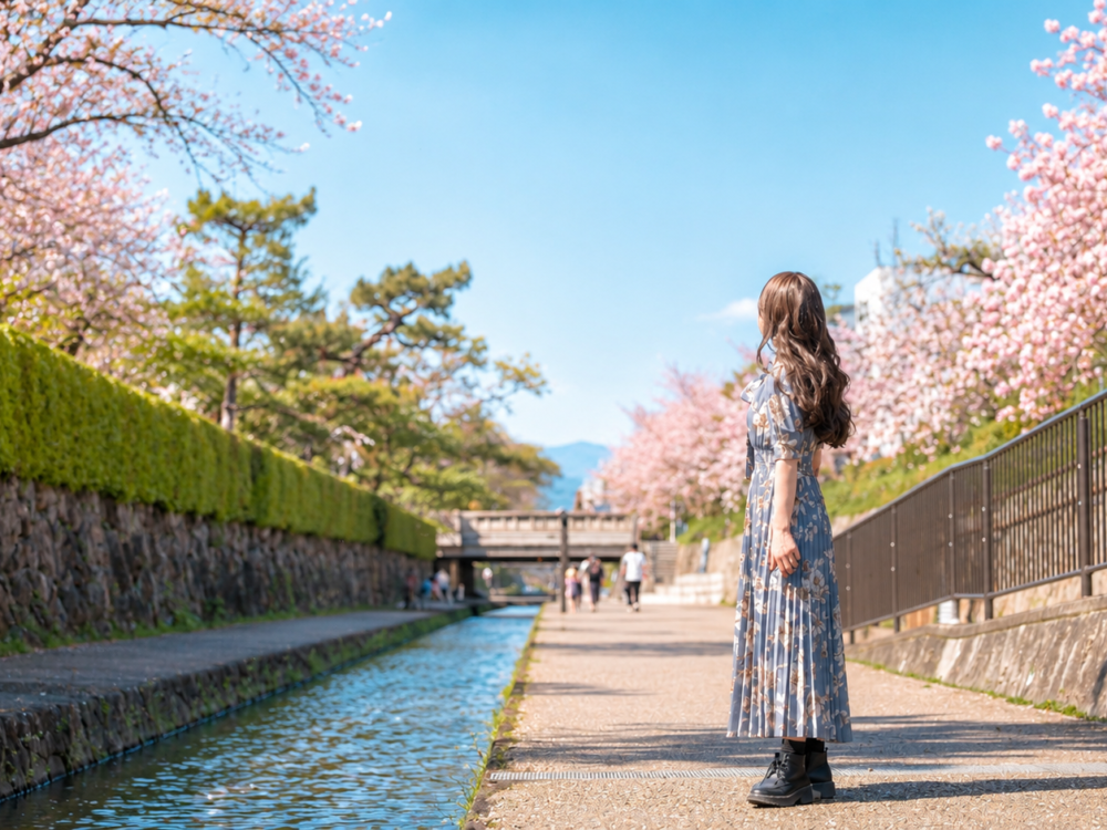 桜並木と春の散策 – ポートレート撮影